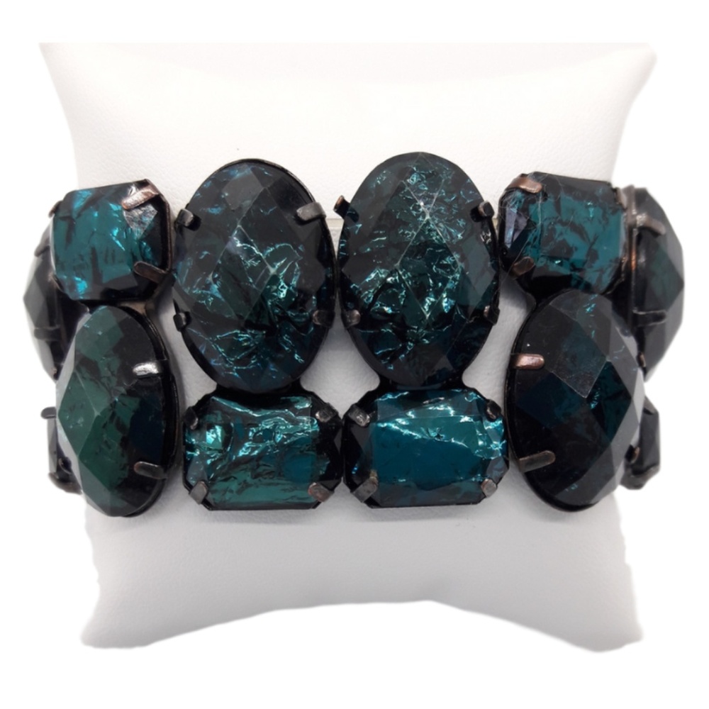 Sparkly Blue-Green Bracelet fits large wrists
